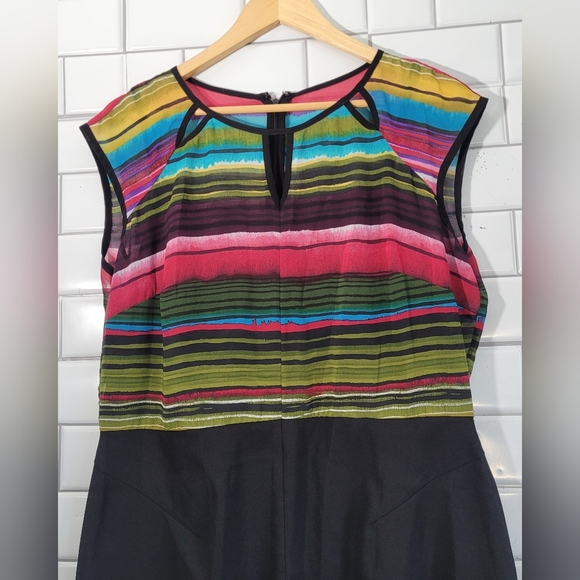 ALYX LIMITED Style 0382665 Ladies Black Straight Dress Sheer Lined Bodice Sleeve - Picture 2 of 6